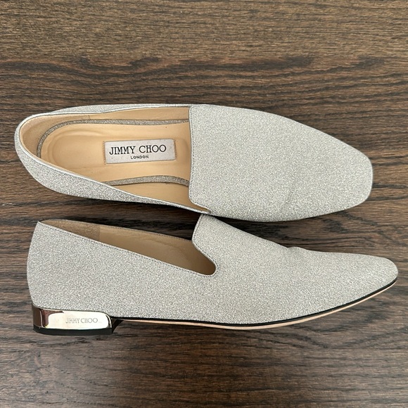 Jimmy Choo Women's Jaida Square Toe Glitter Leather Loafers - Picture 5 of 9